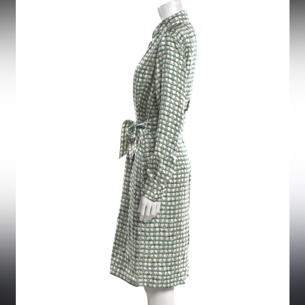Max Mara Cupido Silk Logo Monogram Shirt Dress Geometric Midi Quiet Luxury - Picture 12 of 16